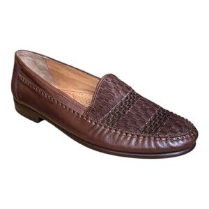 Bally Carmelo Men's Brown Leather Loafer Braided Woven Detail Size US 9.5